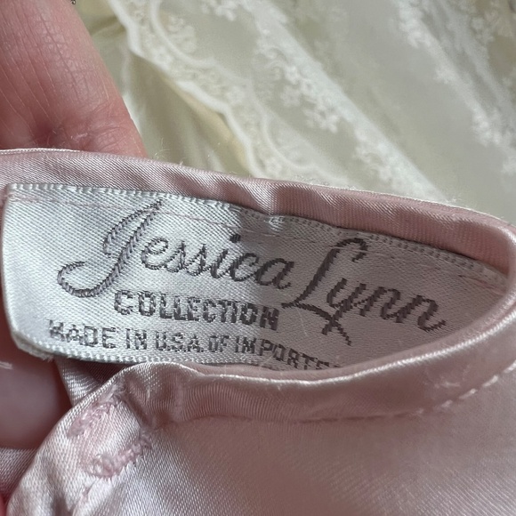 On hold! Vintage Satin Embroidered Beaded Front Slit Fairy Dress Slip - Picture 8 of 9